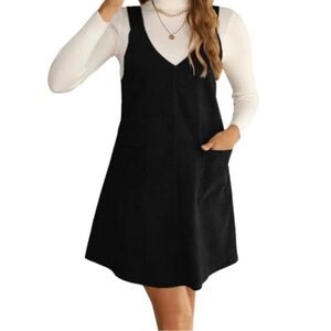 Black corduroy overall  xl dress - layering dress